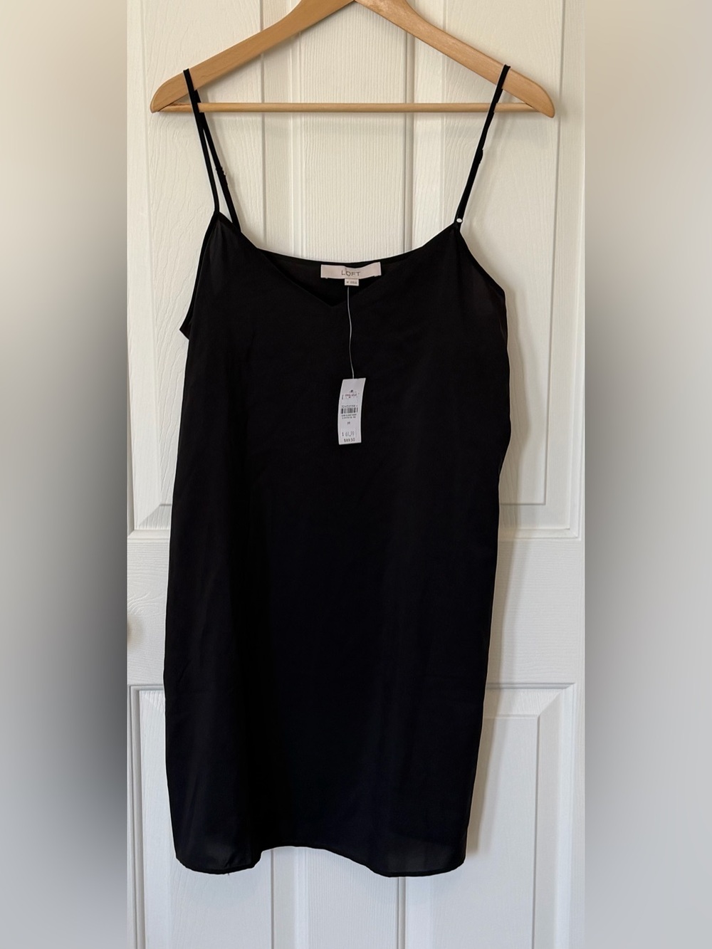 LOFT Black Silk-Look Camisole Slip Dress